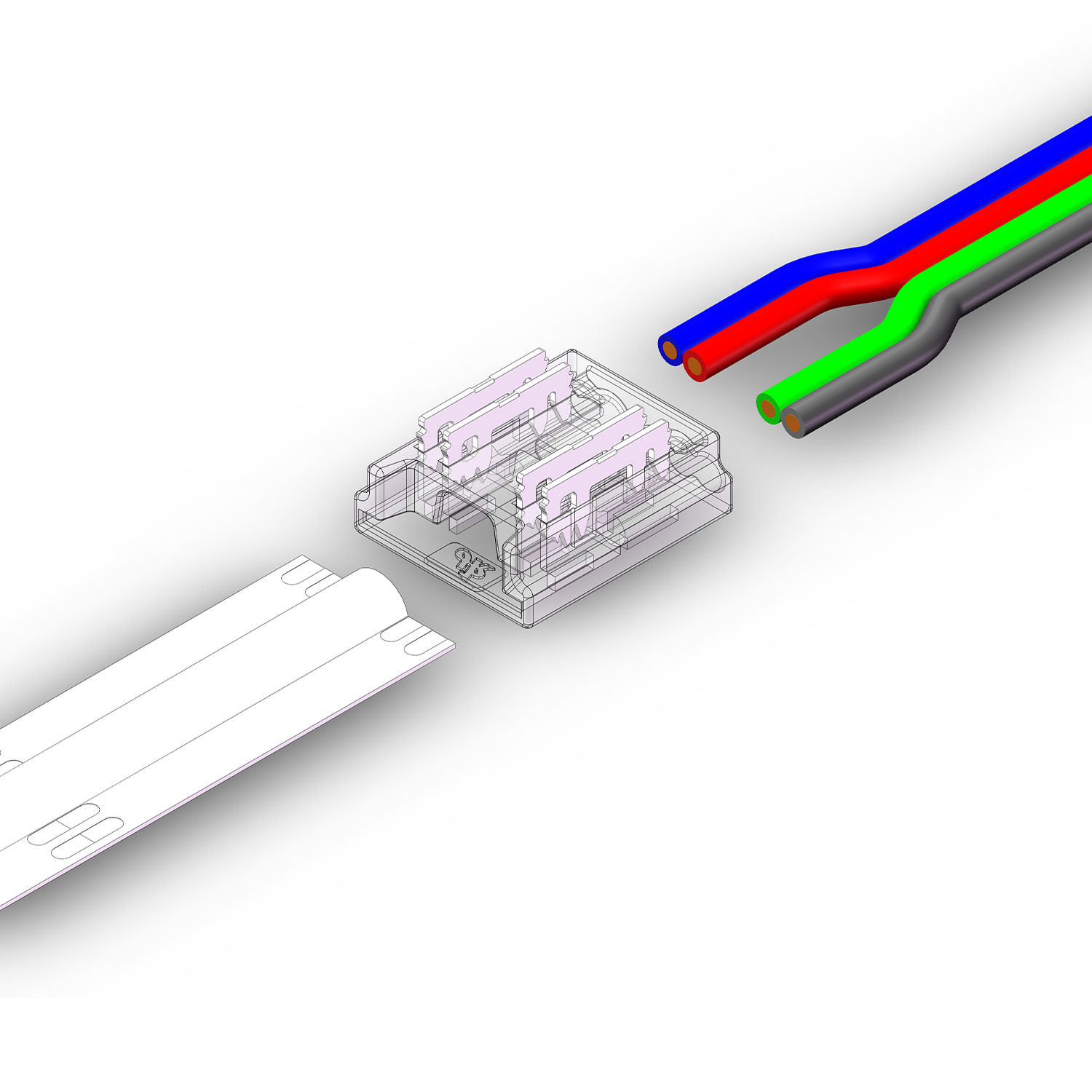 ISOLED Kontakt-Kabelanschluss (max. 5A/0,5qmm) K2-410 für 4-pol. IP20 Flexstripes mit Breite 10mm