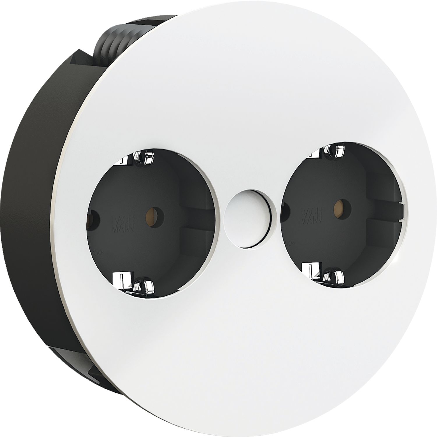 BACHMANN Einbausteckdose TWIST 2S, 2 Stk. Schukosteckdosen, weiß matt RAL 9010