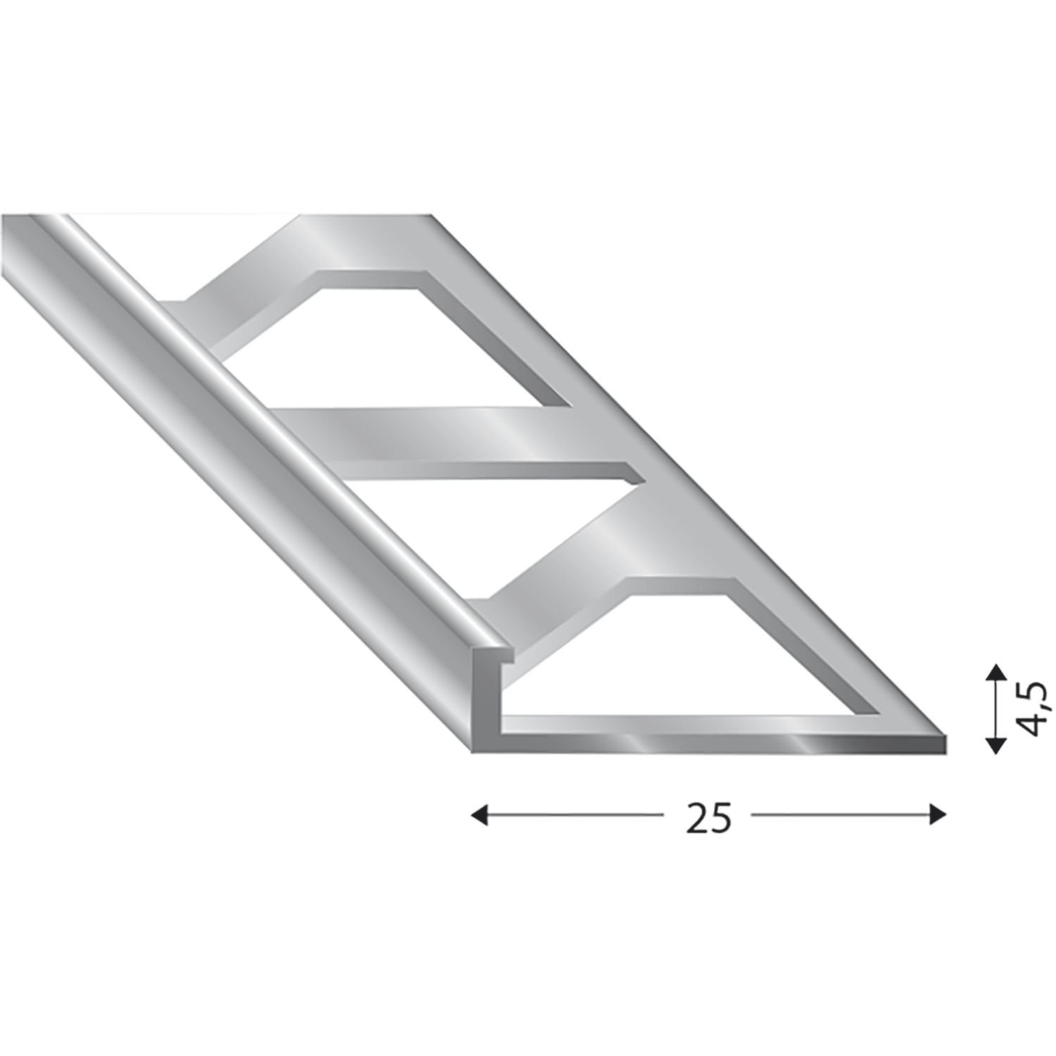 KÜGELE Fliesenprofil PRIMO, Alu silber, Innenhöhe 4,5 mm, 3000 mm