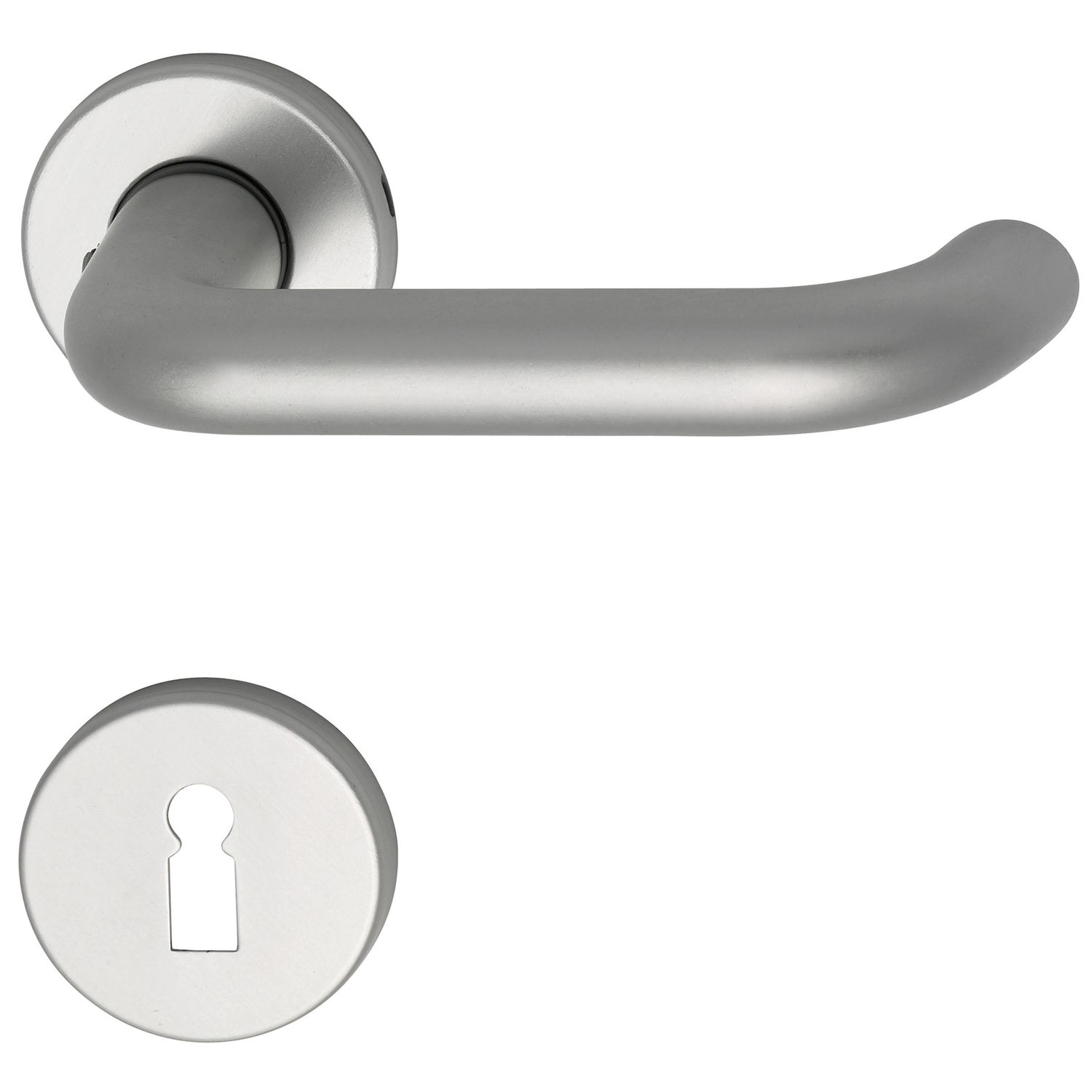 Drückergarnitur SCH U - Form - auf Rosette BB, 38 - 43, silber eloxiert