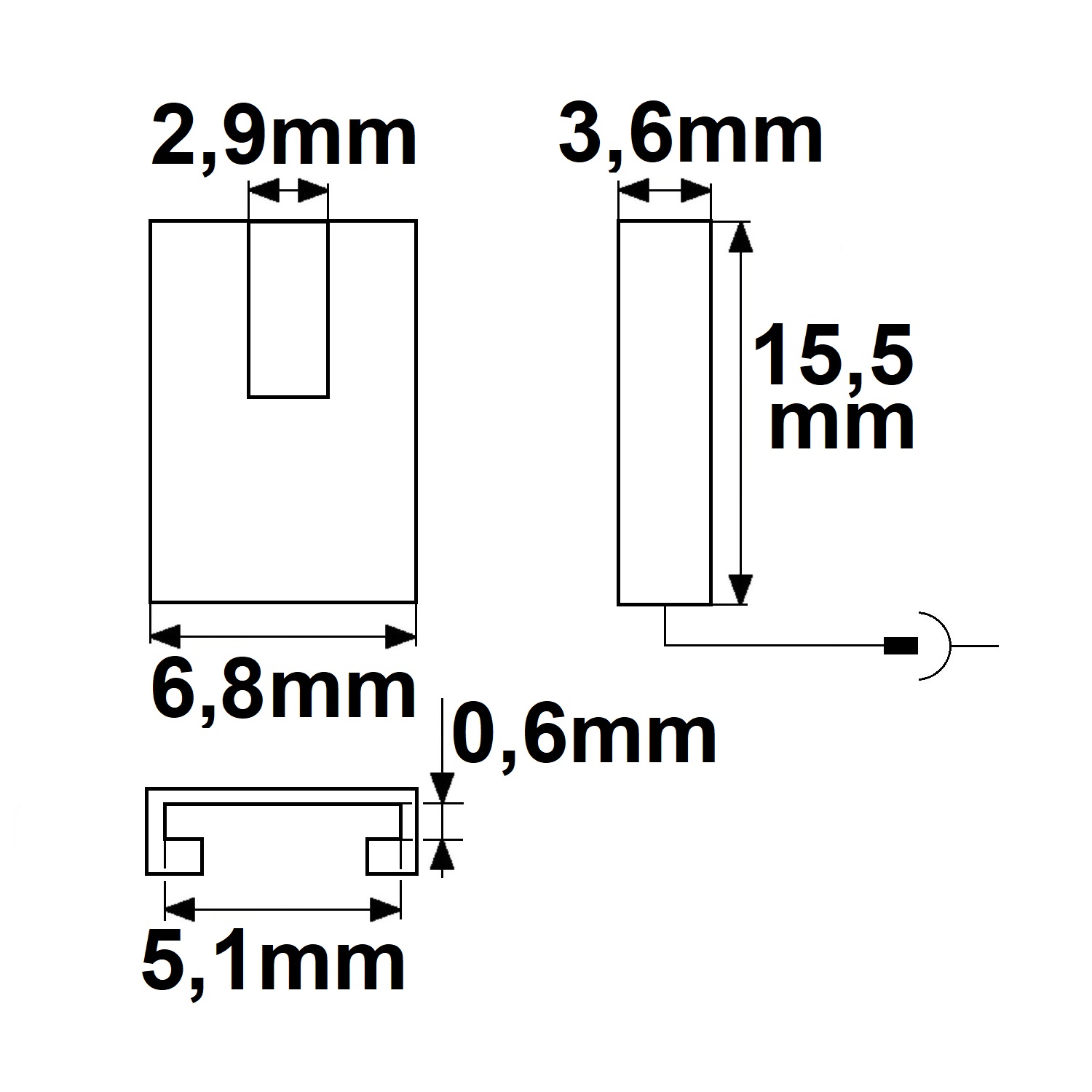 ISOLED MiniAMP male-Stecker zu Kontakt-Kabelanschluss (max. 3A) K2-25 für 2-pol IP20 Stripes mit Bre