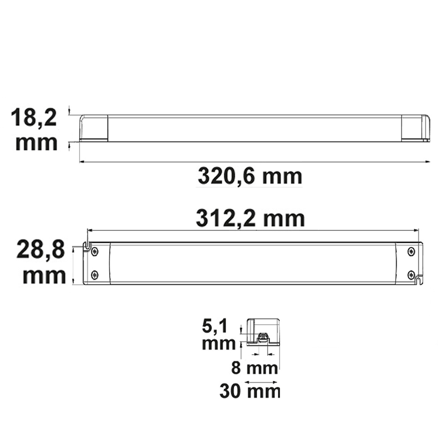 ISOLED LED Trafo 24V/DC 0-100W SELV ultraflach