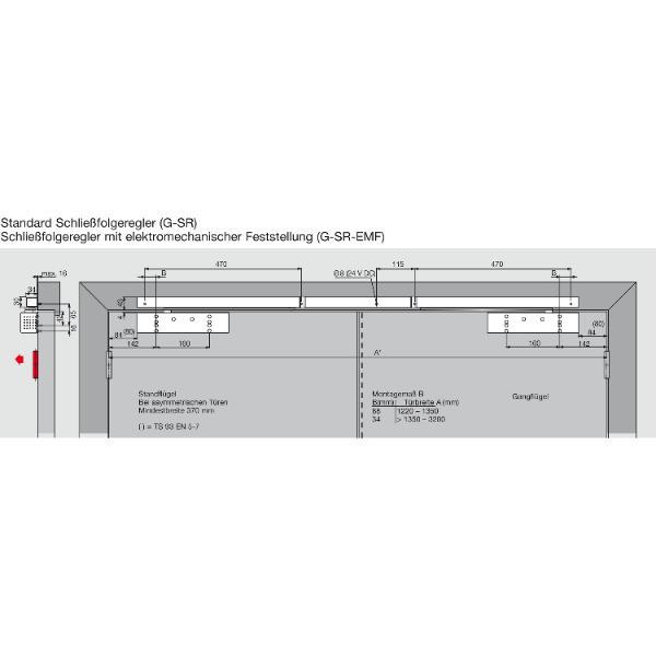 dormakaba Türschließer TS 93 B GSR-VK, EN 2-5, 2-flg. Gleitschiene, silber