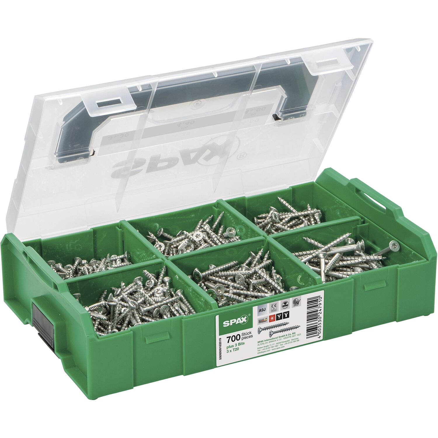 Spax Senkkopf Montagekoffer / LBOXX Mini TSTAR plus WiroxSilber ( 703 Stk )