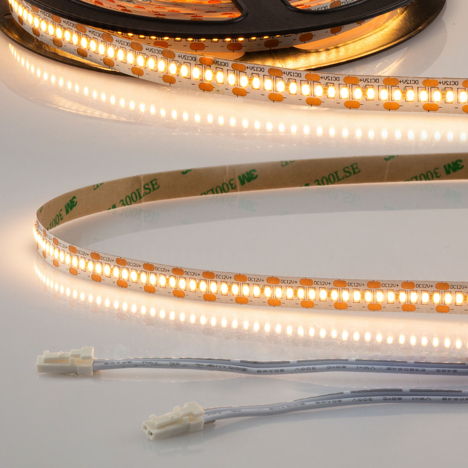 ISOLED LED CRI925 MiniAMP Flexband 12V DC 6W IP20 2500K 120cm beids. 30cm Kabel + maleAMP 300 LED/m