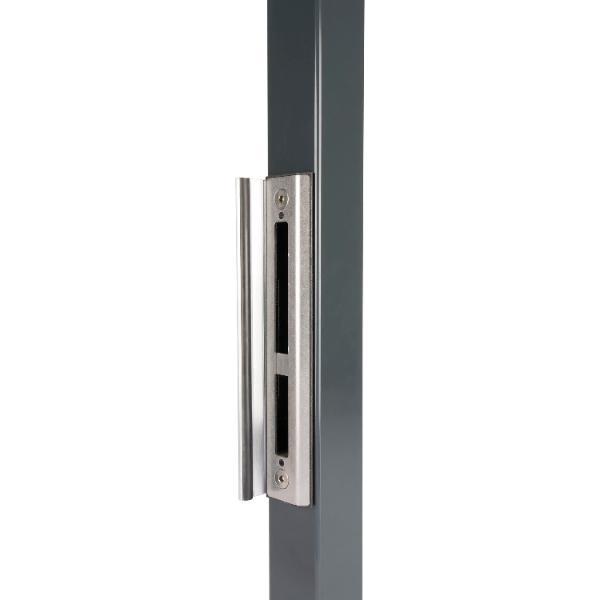 Locinox Schließblech mit Anschlag für Rohrrahmenschloss H-Metall, 270x56x10, Alu silber