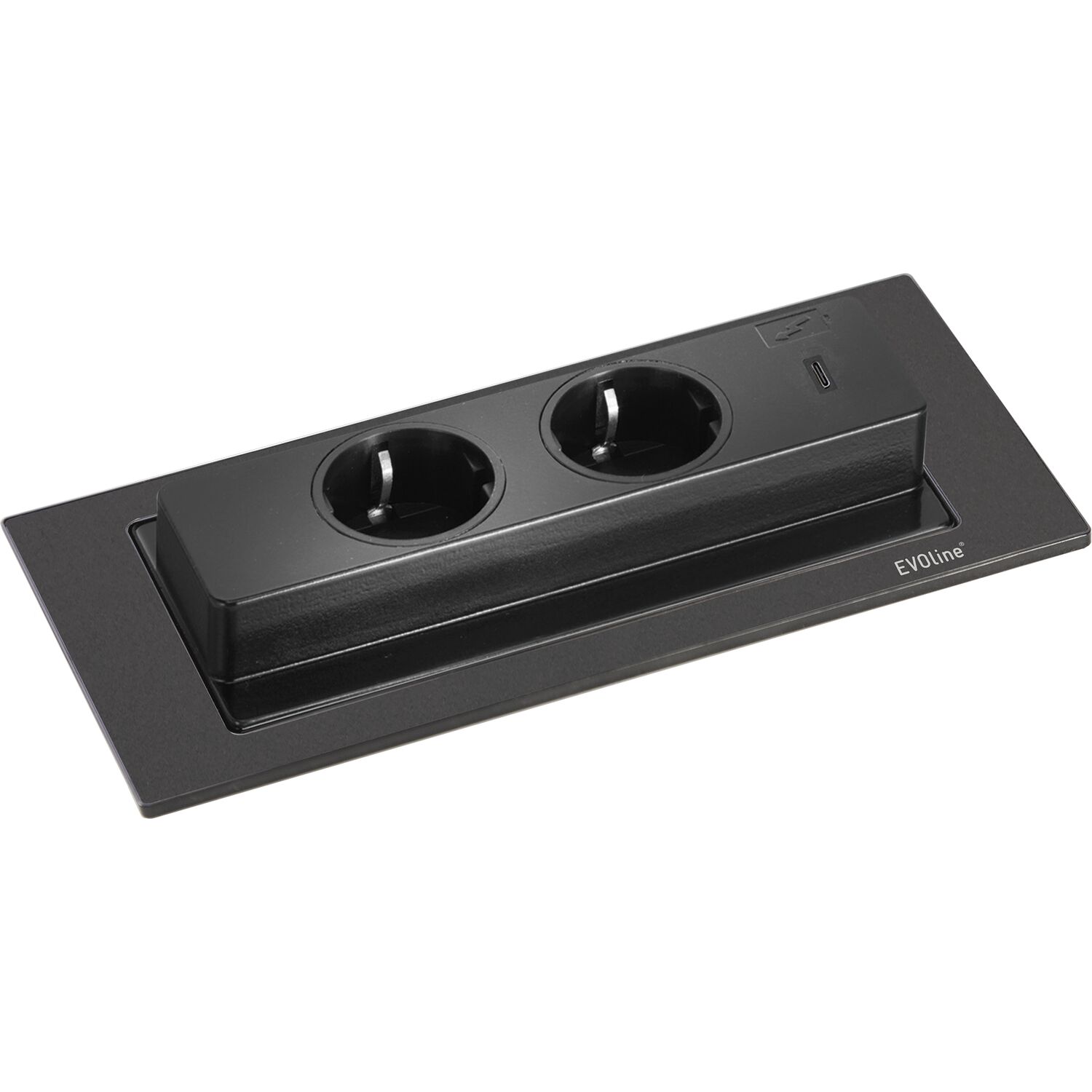 EVOline BackFlip, 2 Stk. Schukosteckdosen, USB-C-Charger, schwarz matt