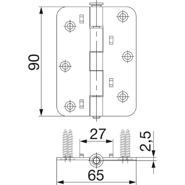 Maco #14060 Rustico Ladenmittelband gerade Versatz 0mm für Faltläden schwarz