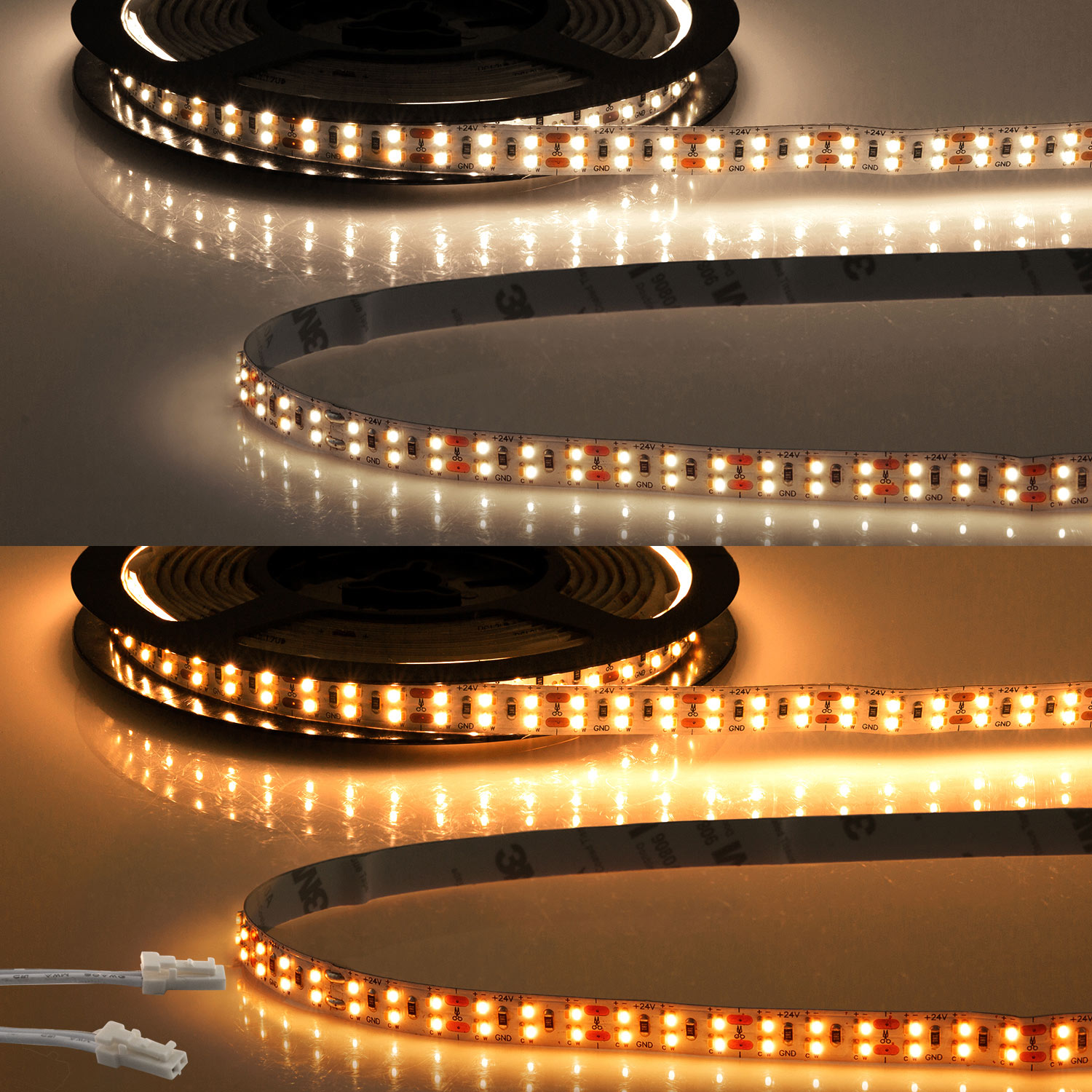 ISOLED LED CRI919/940 MiniAMP CCT Flexband 24V DC 21W IP20 250cm 2 polig Kabel mit Stecker 480 LED/m