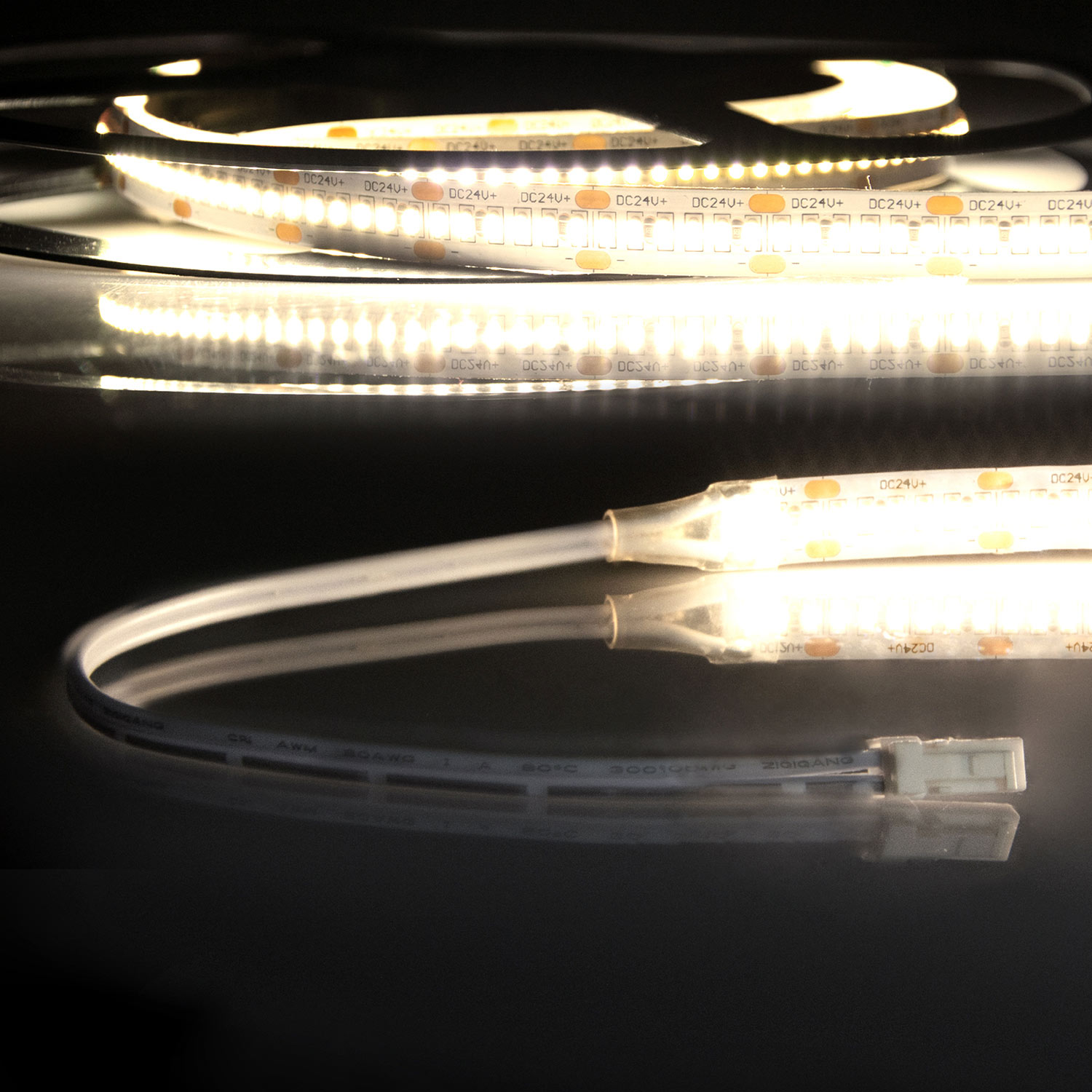 ISOLED LED CRI930 MiniAMP Flexband 24V DC 6W IP20 3000K 250cm beids. 30cm Kabel + maleAMP 300 LED/m