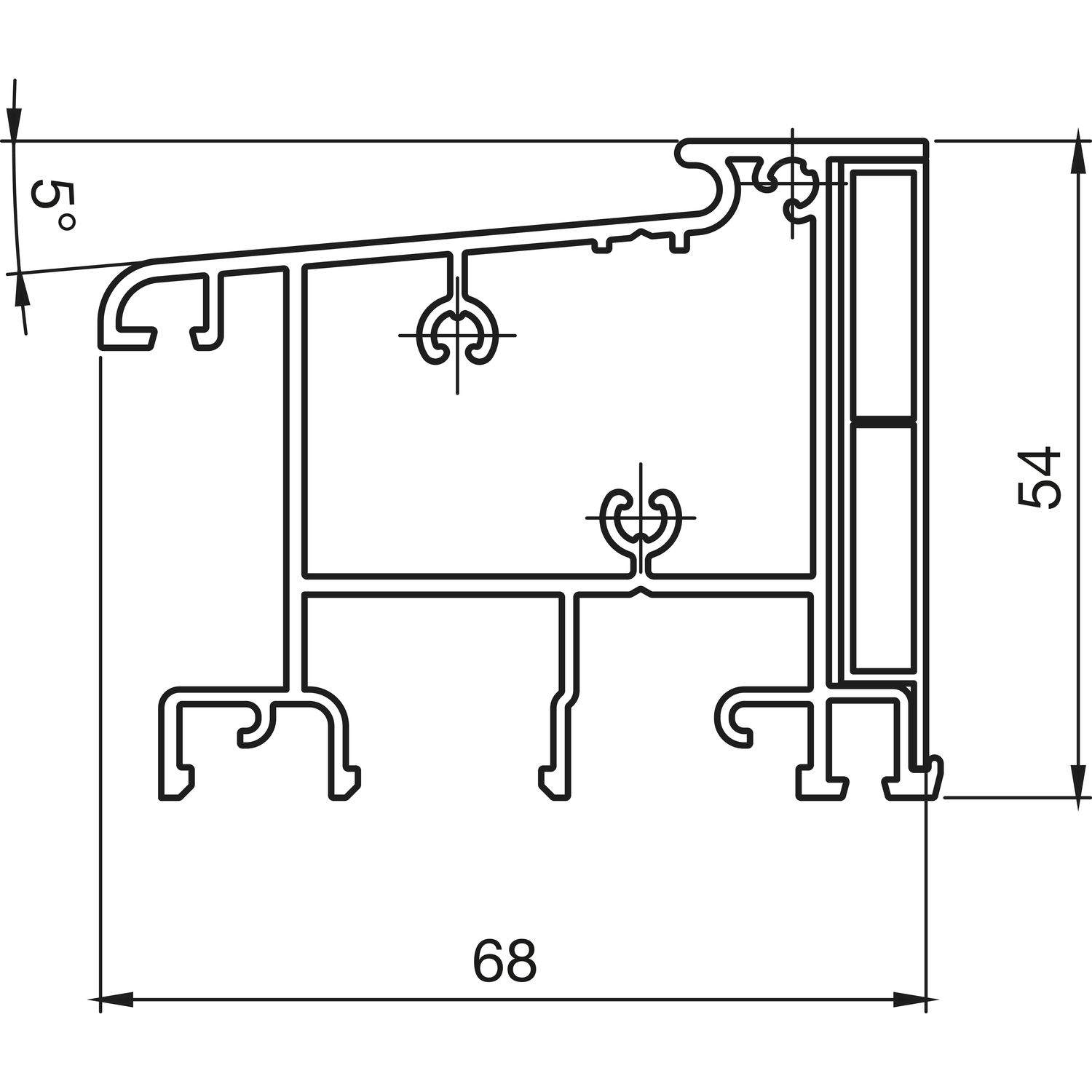 Roto Türschwelle BTS 68, 68 x 54 mm, 6 m, silber eloxiert/Einlage Kunststoff schwarz