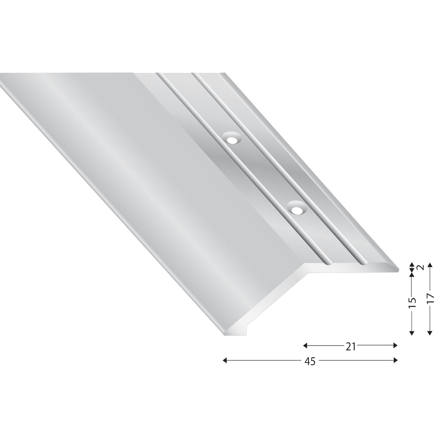 Kügele Abschlussprofil 201, Alu silber eloxiert, gebohrt, 15 mm, 2700 mm