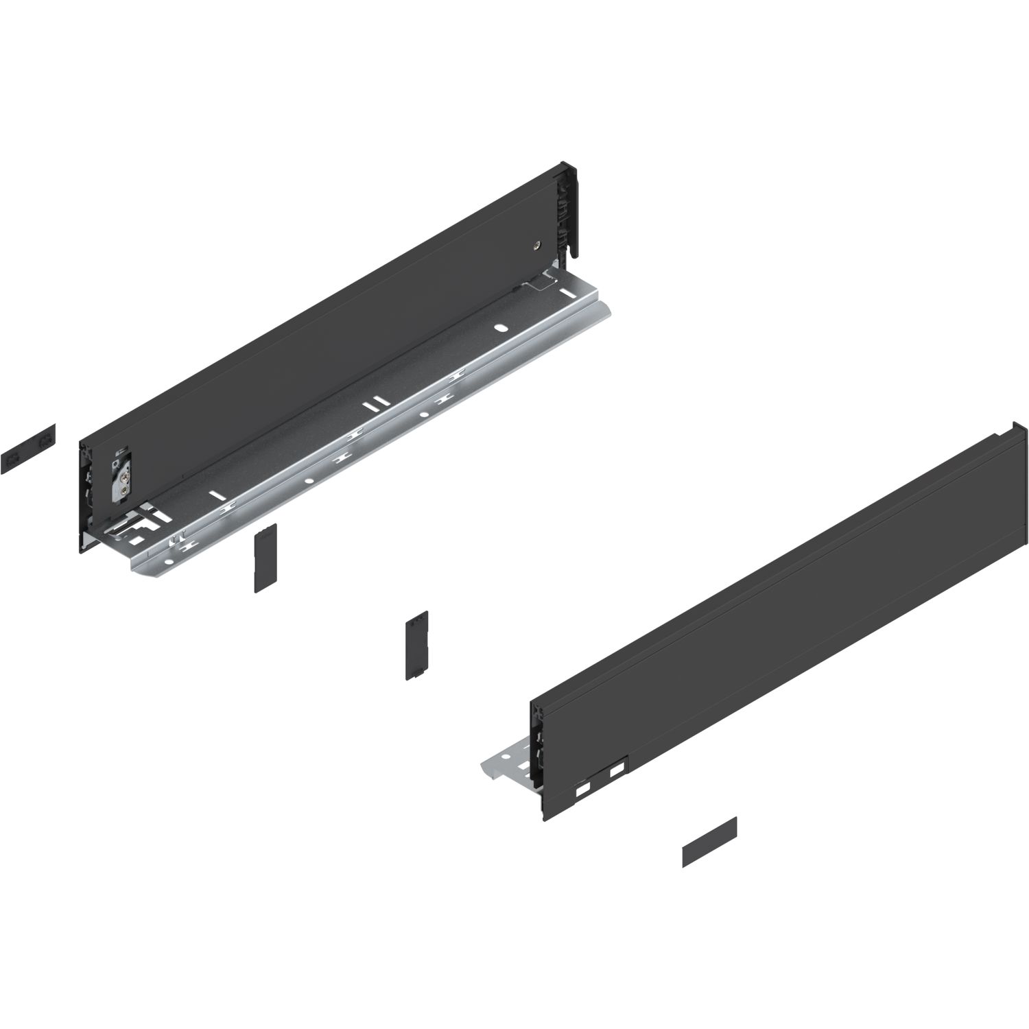 blum LEGRABOX pure SET Höhe M, TIP-ON, 70kg, NL 600, Carbonschwarz