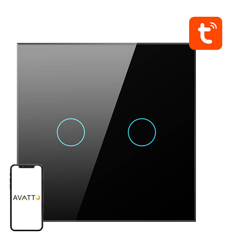 Avatto Smart Lichtschalter ZigBee 2fach TUYA (schwarz)
