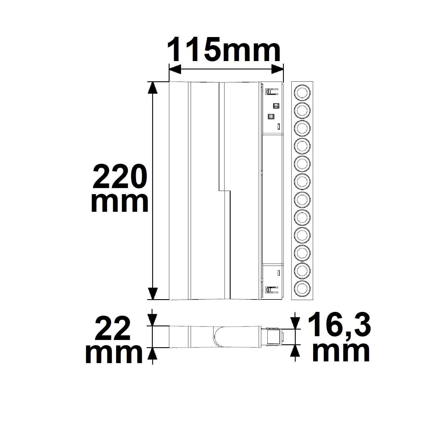 ISOLED Track48 Raster-Schienen-Strahler 22cm schwarz 12W 36° UGR