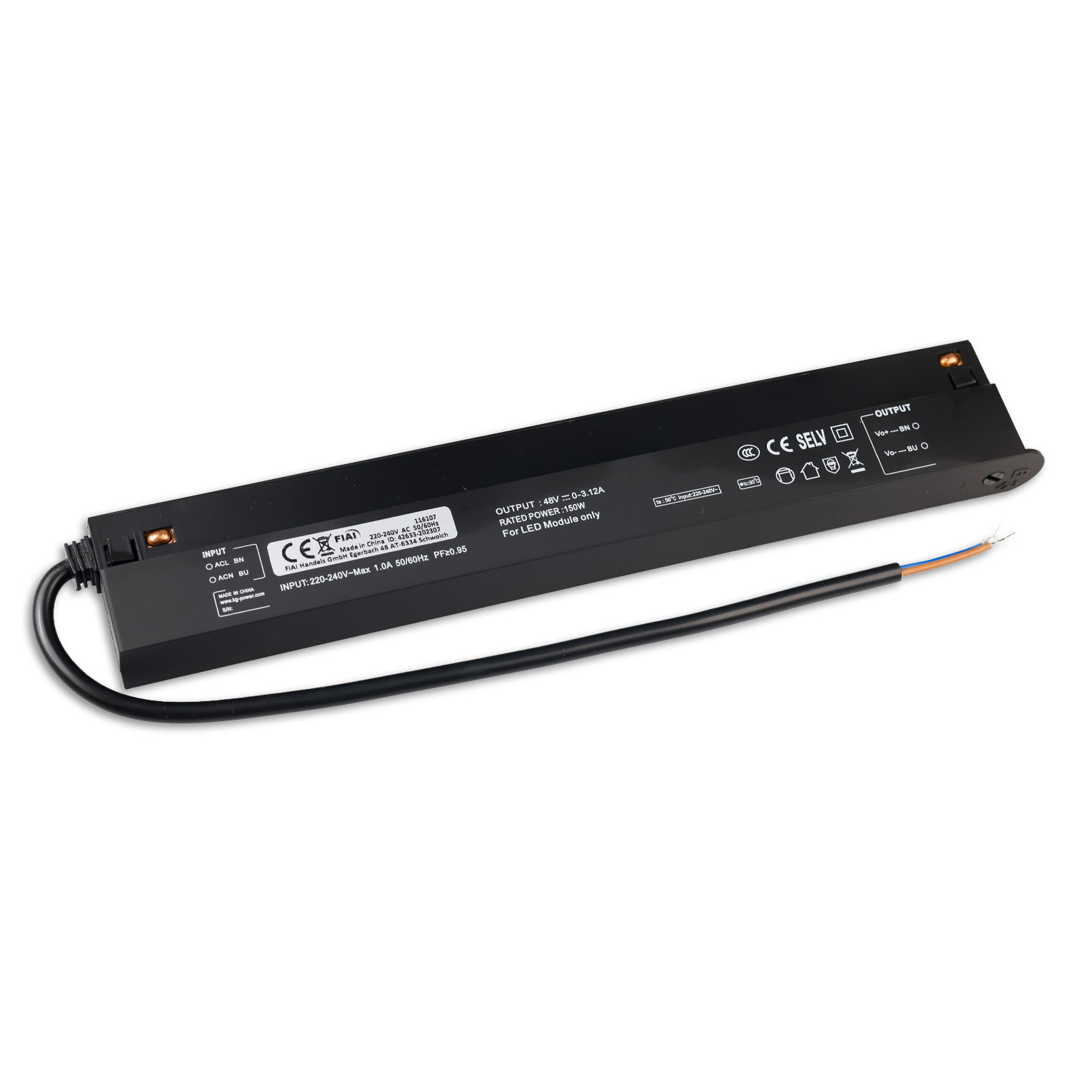 ISOLED Track48 Inline-Trafo schwarz 150W 48V DC