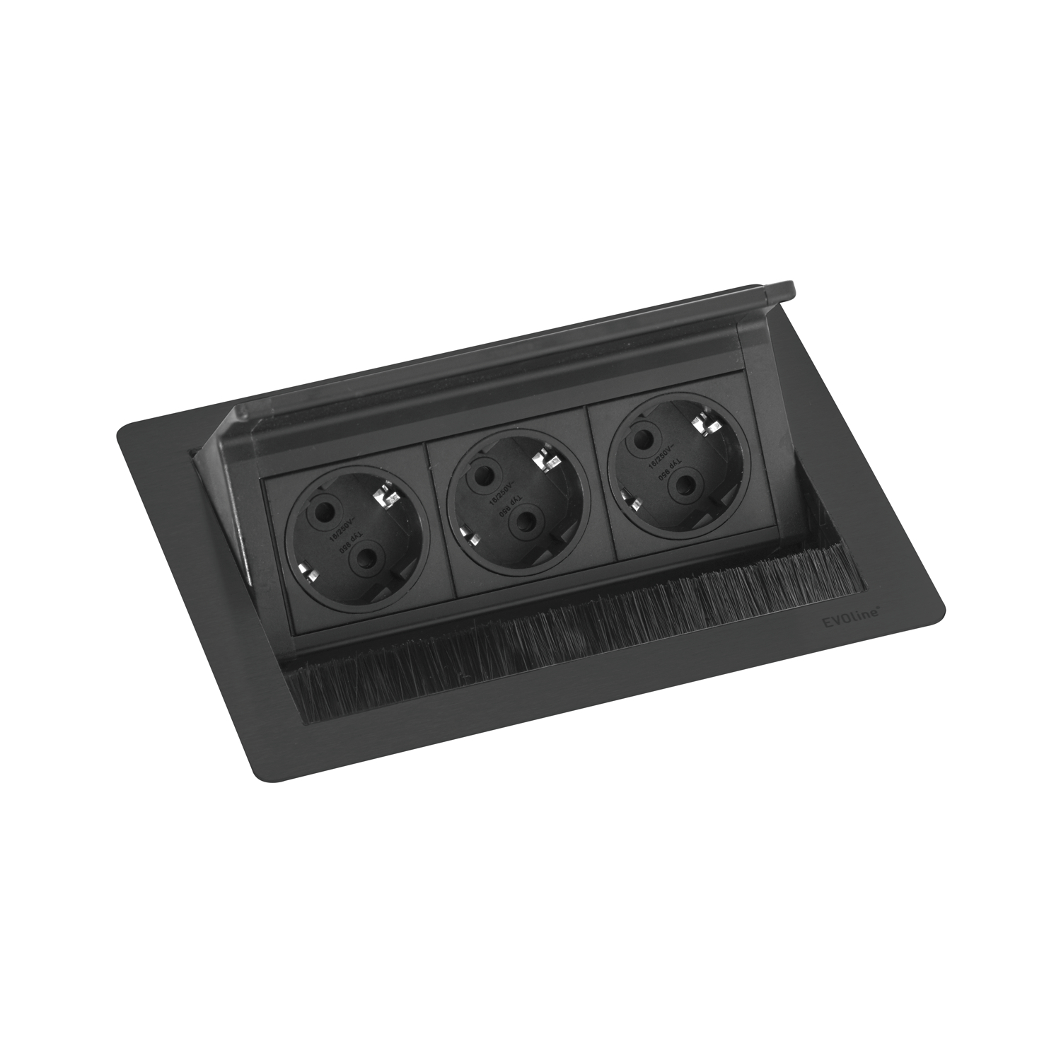 EVOline Flip Top Push S 3xSchuko schwarz