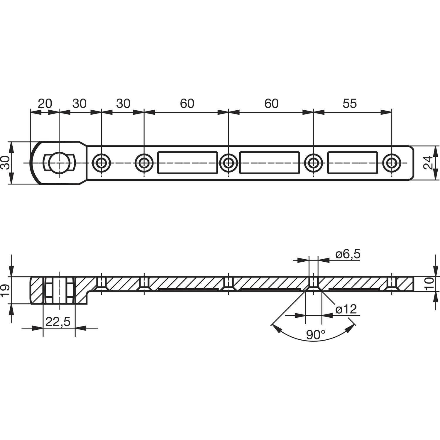 GEZE Türschiene C für flachkonisch, Pendeltür, Stahl verzinkt