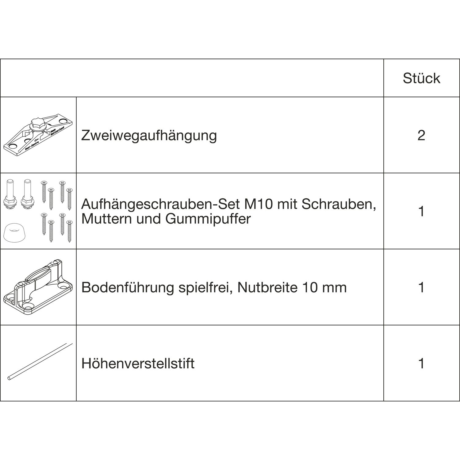 HAWA Junior 100/Z Grundbeschlagset Holz ohne Laufwerk