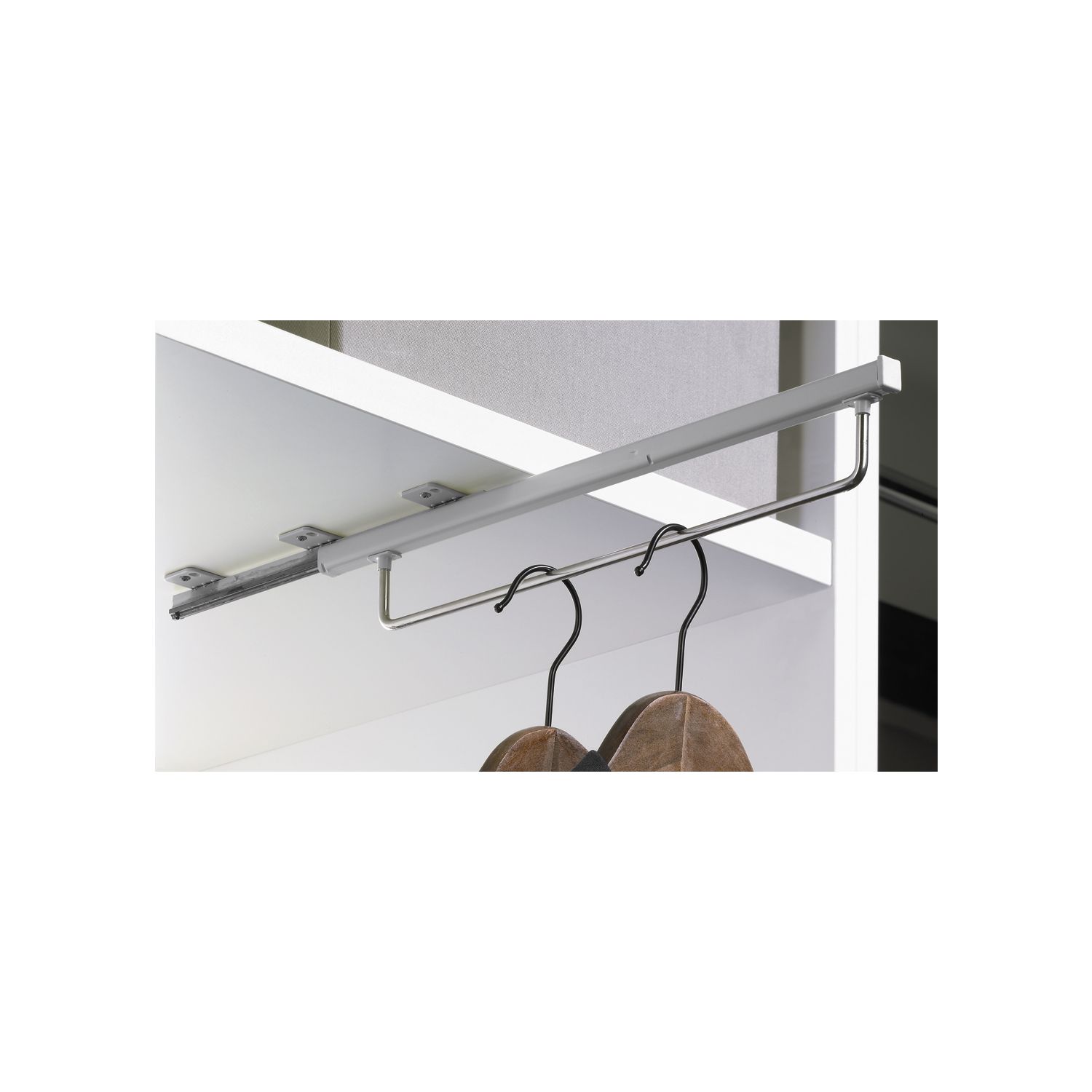 Hettich QUADRO Schrankgarderobe ausziehbar, 345 x 48 x 60 mm, silber lackiert