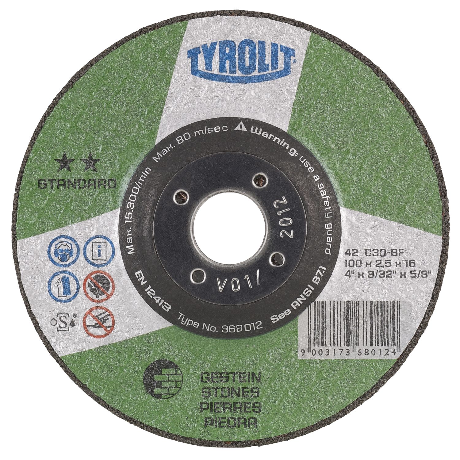 Tyrolit Trennscheibe gekröpft Standard**125 x 2.5 mm Gestein Form 42 ()