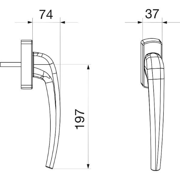 Maco #455775 SKB-Z Drehgriff innen Vierkant 8x40mm Aluminium weiß beschichtet