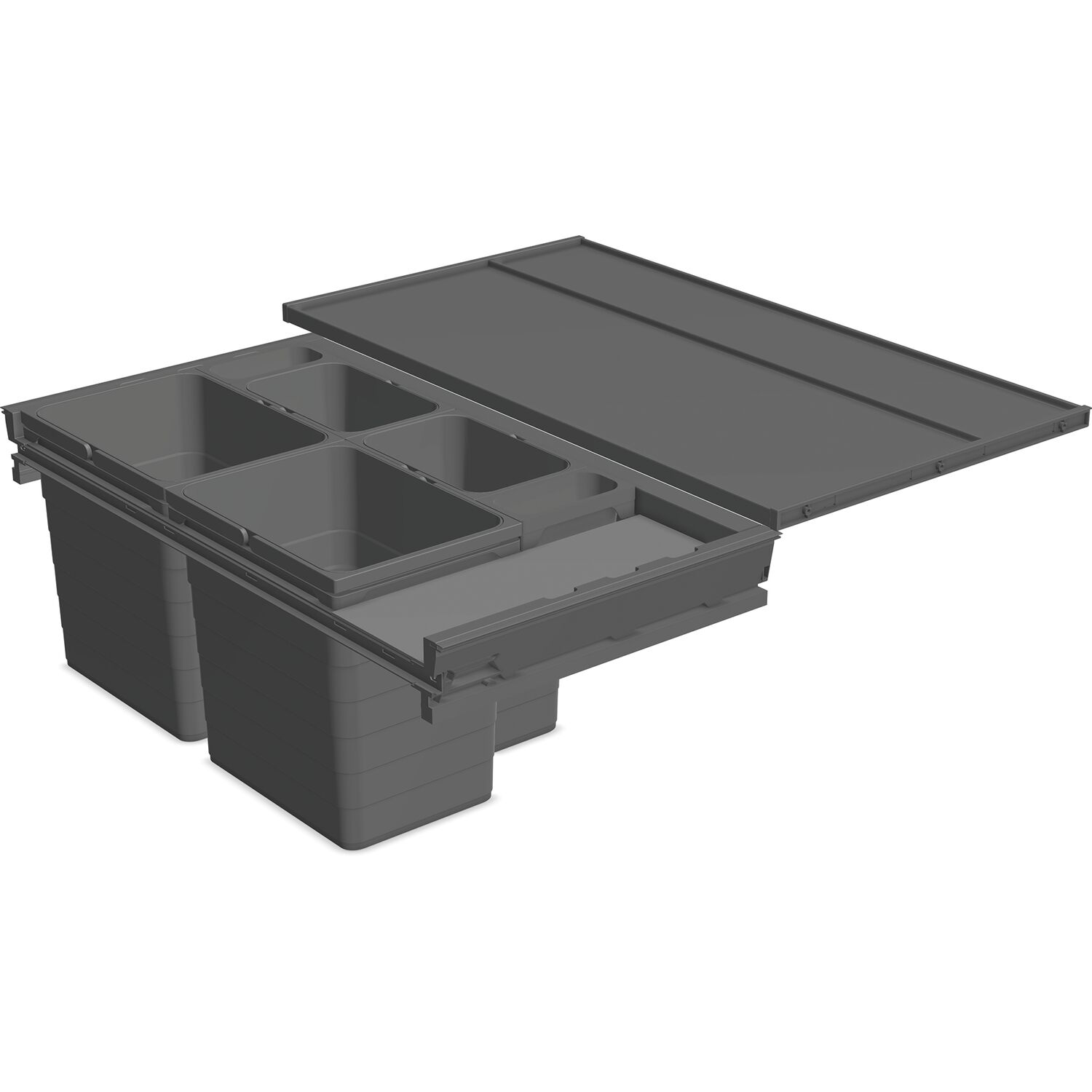 ninka Abfalltrennsystem Set eins2fünf/SERVO-DRIVE uno Korpusbreite 900mm Dunkelgrau