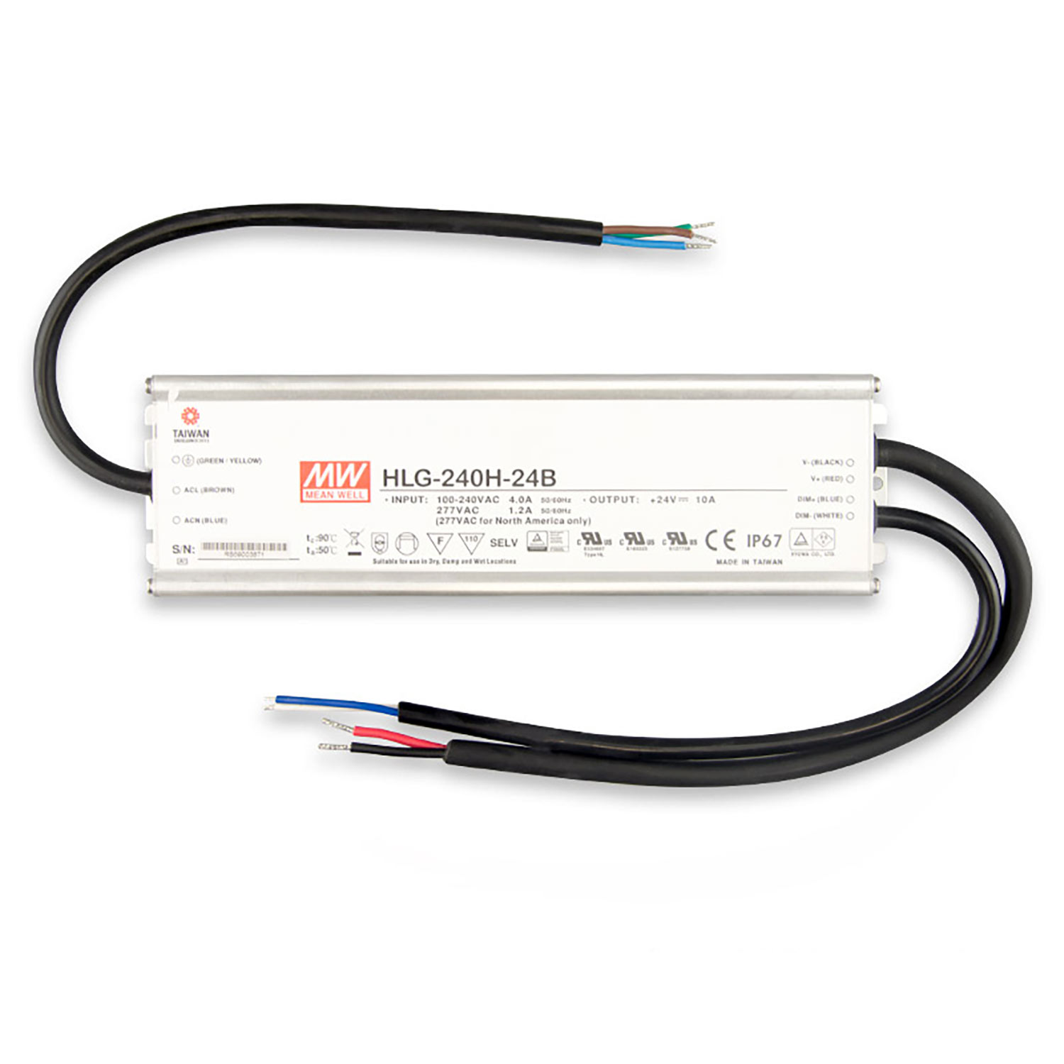 ISOLED LED Trafo MW HLG240H-24B 24V/DC 0-240W 1-10V (100-240W) dimmbar IP67 SELV