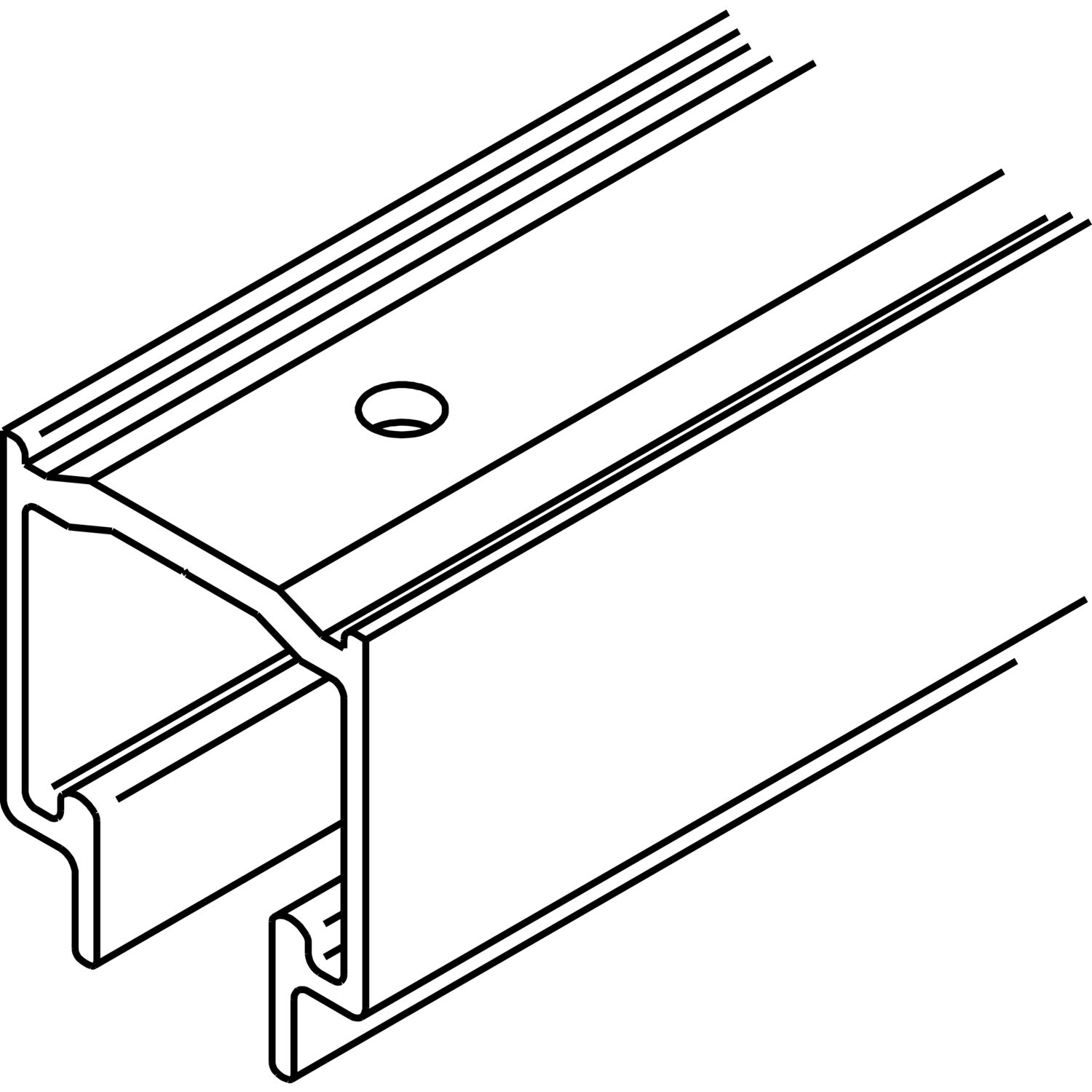 Hawa Laufschiene HAWA-Centerfold/Variofold 80/H, auf Maß, Aluminium farblos eloxiert (250 mm)