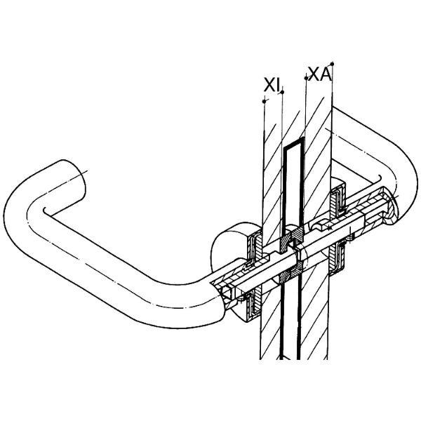 HEWI #72.3.9.2.5R Drückerstift geteilt 72.3 R Vierkant 9mm 39.1-49x9.1-19mm Stahl verzinkt