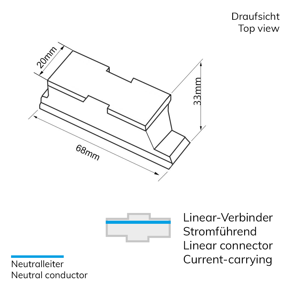 ISOLED 3-Phasen S1 Linear-Verbinder stromführend schwarz