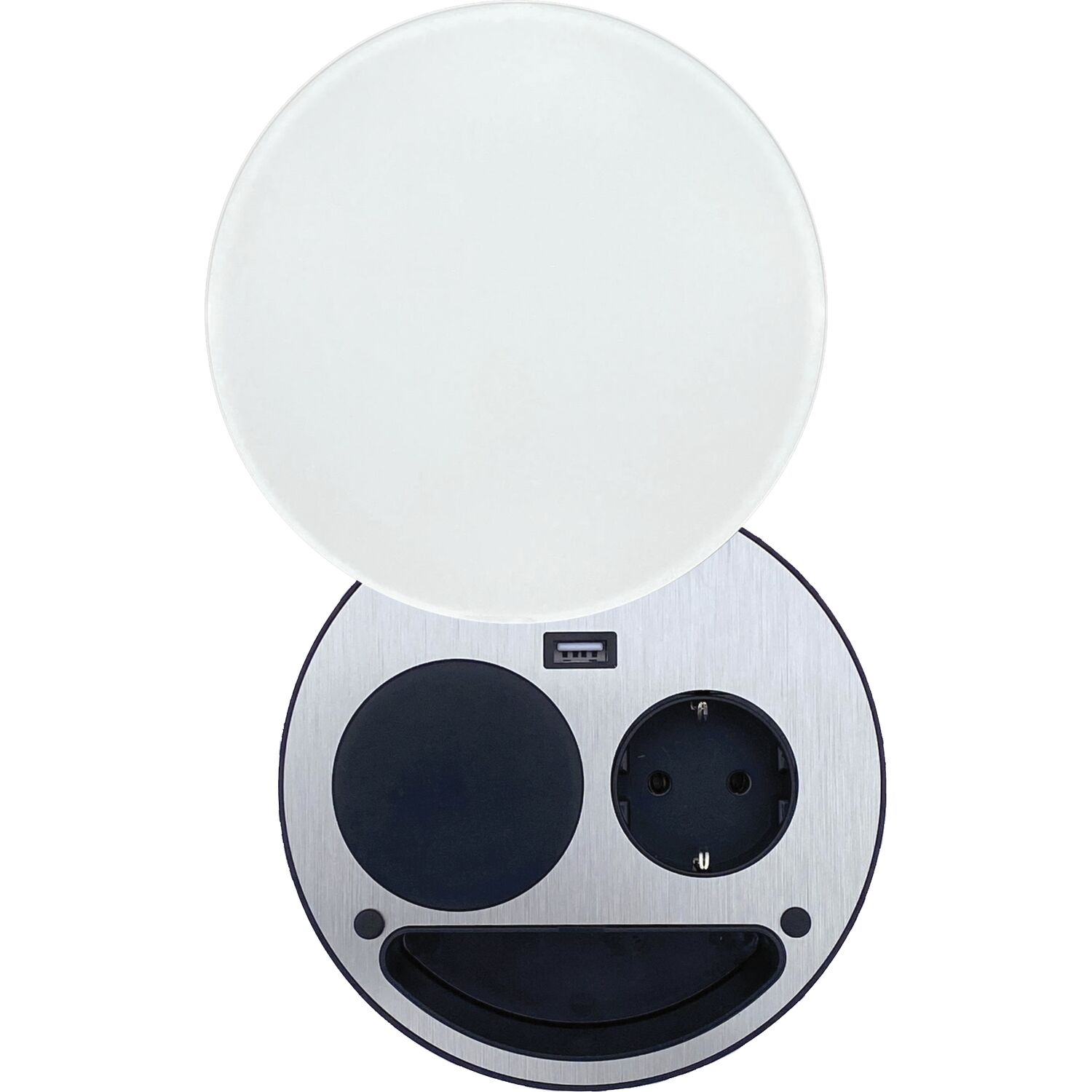 Steckdosenelement Smile Schuko, USB und Wireless-Charger, weiß