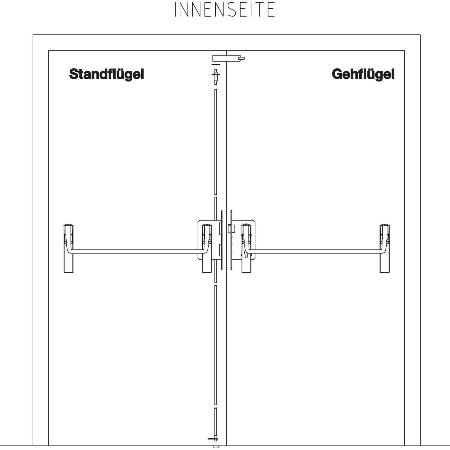 BKS Fluchttürschloss-Set 2 flg. Funktion E/EN 1125, links, DM 65, Edelstahl