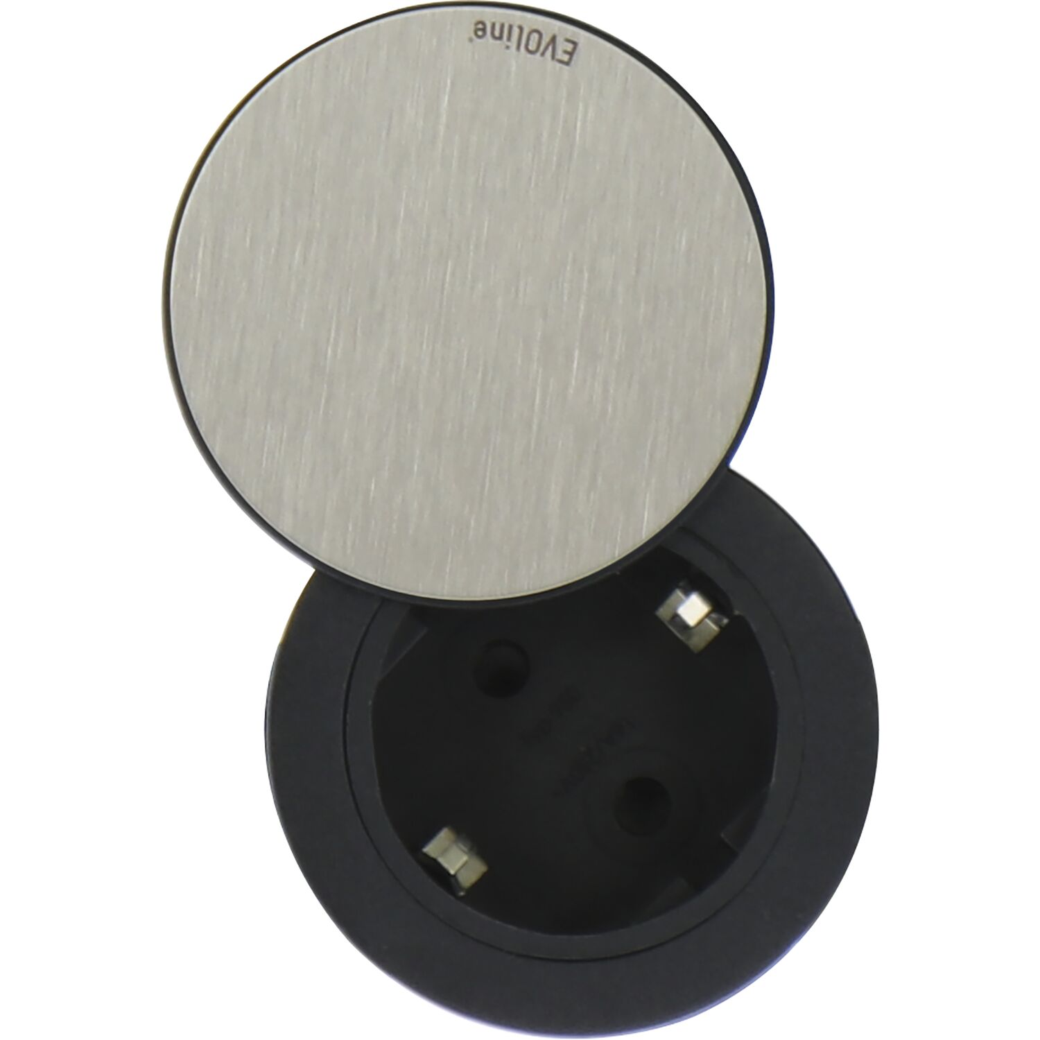 ninka EVOline One Steckdose mit Drehdeckel schwarz/Edelstahl