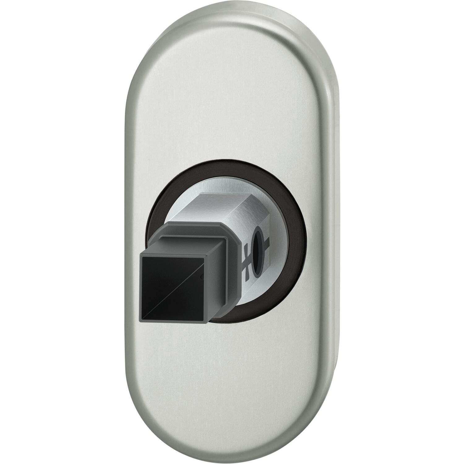 FSB Adapter-Rosette oval Rahmentür, 9 mm, Hochhaltefeder, Aluminium silber