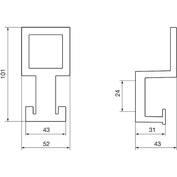 Huthaken Tome Breite 52 mm, Höhe 101 mm, ZN vernickelt feingeschliffen