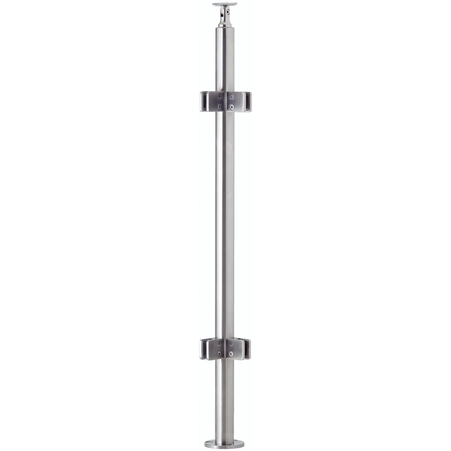 croso Fertigsteher mit 4 Klemmhalter über Eck, f.Bodenmontage, Edelstahl V2A