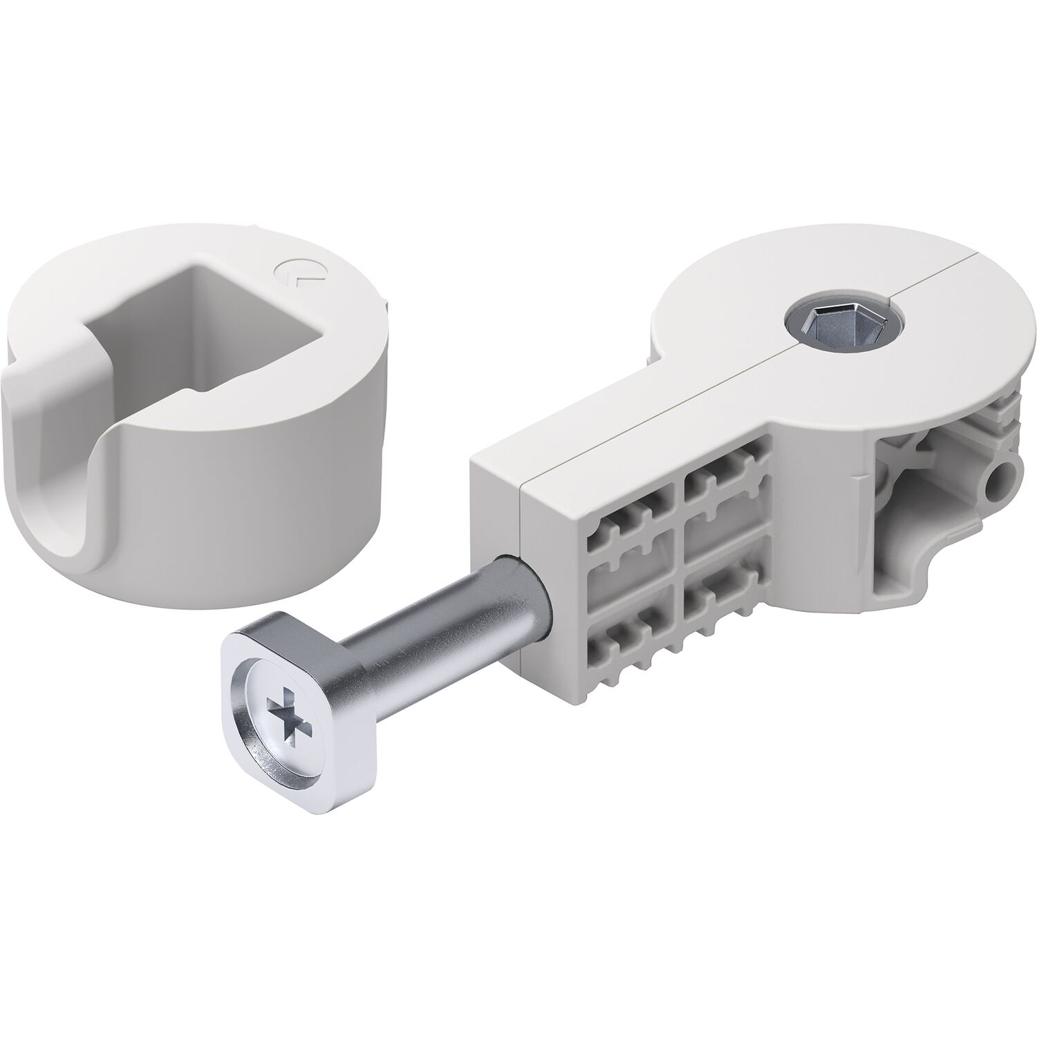 ITALIANA ferramenta Arbeitsplattenverbinder Quick Tech Set 64 mm, Stahl/Kunststoff weißgrau