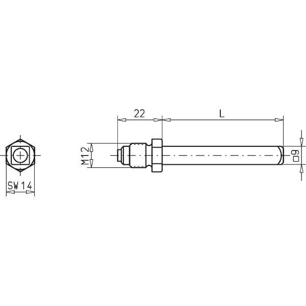 ECO Wechselstift für Stangengriff 85mm Vierkant 9mm Stahl verzinkt