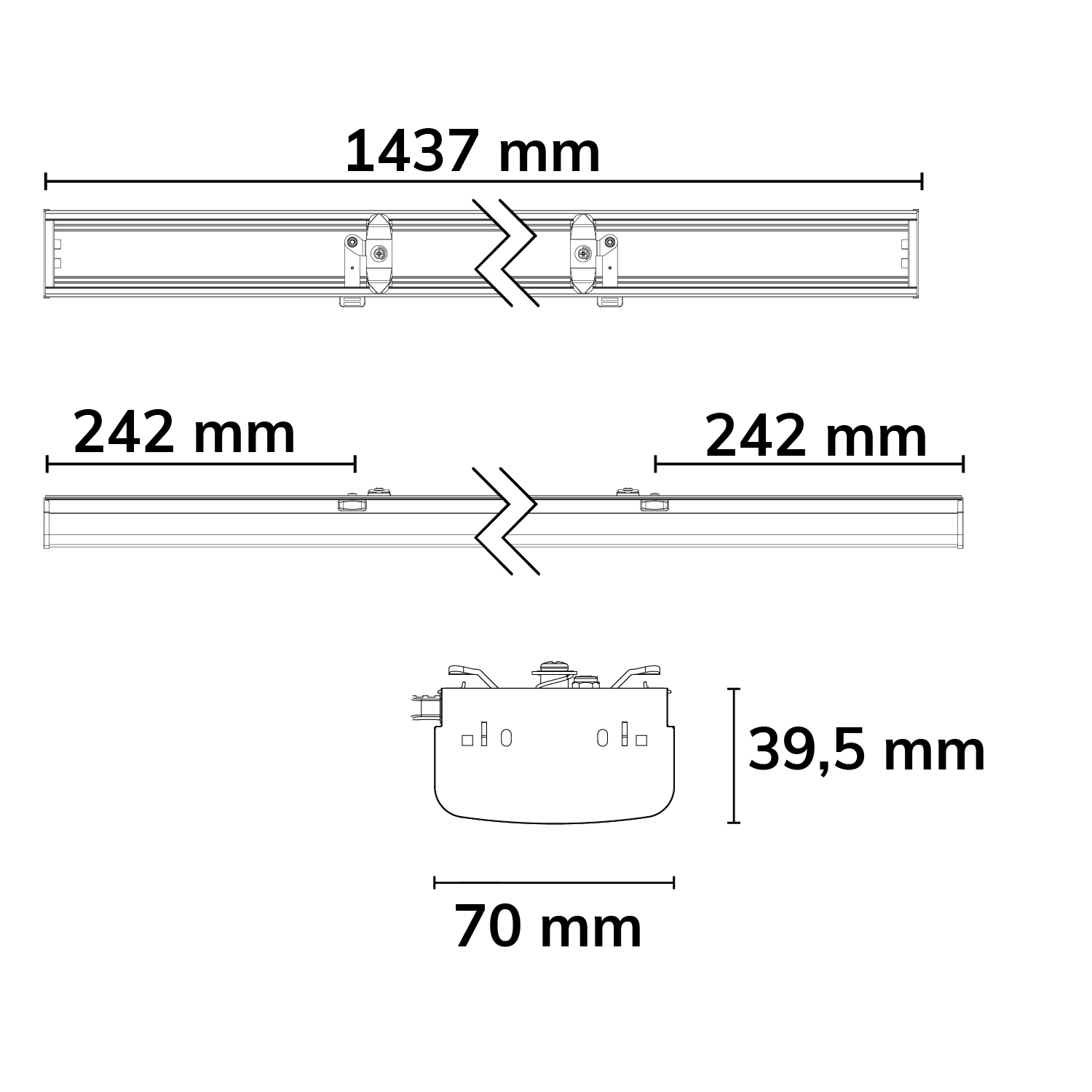 ISOLED FastFix LED Linearsystem IP54 Blindabdeckung für Balkenaufnahme 1,5m