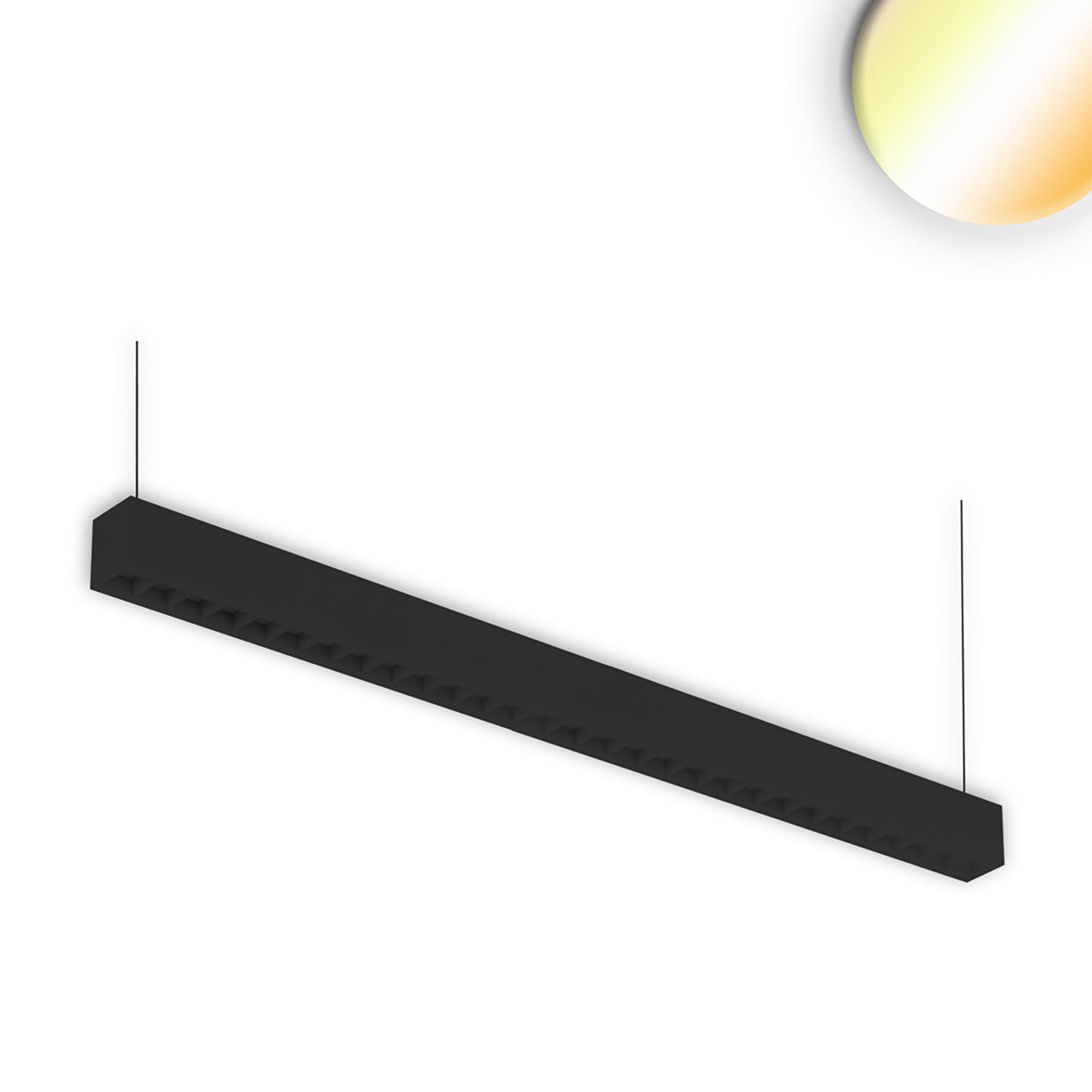 ISOLED LED Aufbau/Hängeleuchte Linear Raster 40W anreihbar schwarz 3000|3500|4000K inkl.Seil exkl.Ka