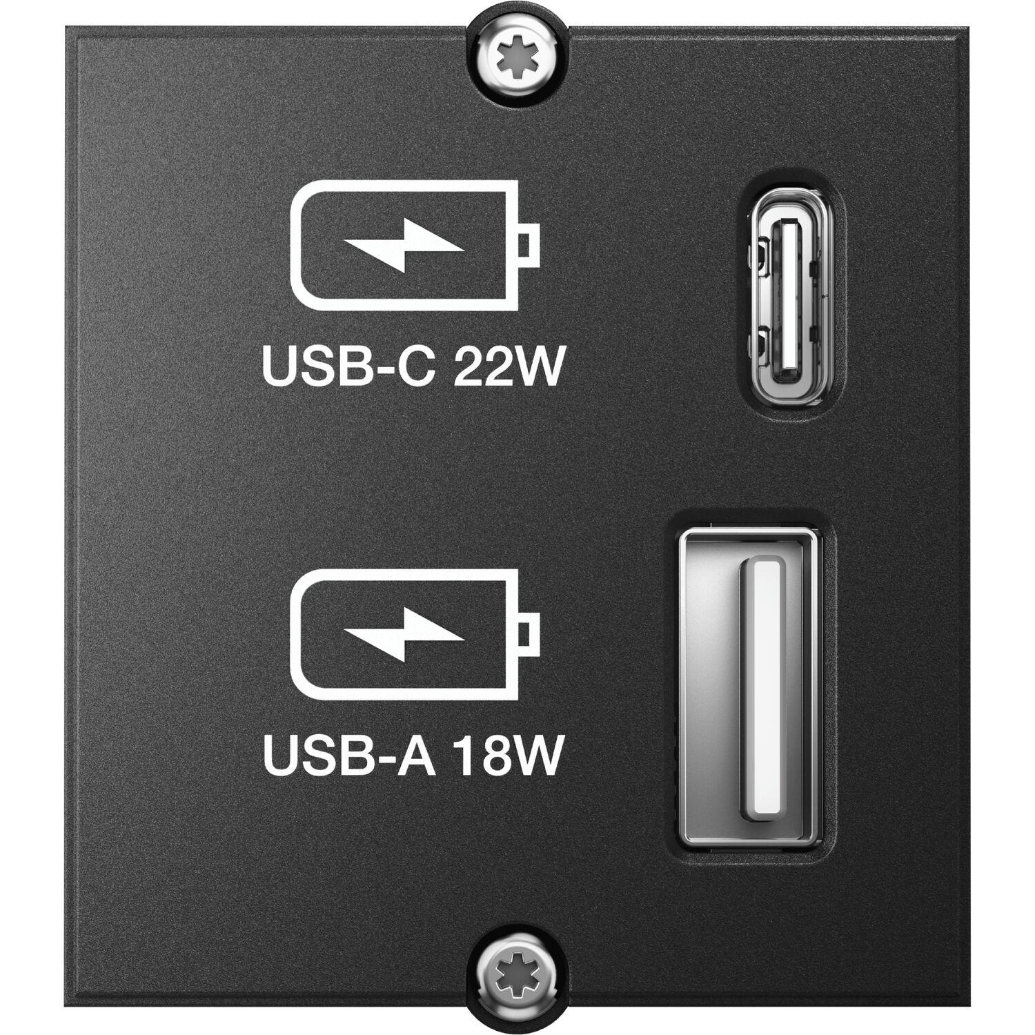 BACHMANN Keystone Modul USB Doppelcharger 1xUSB-A, 1xUSB-C max. 22W