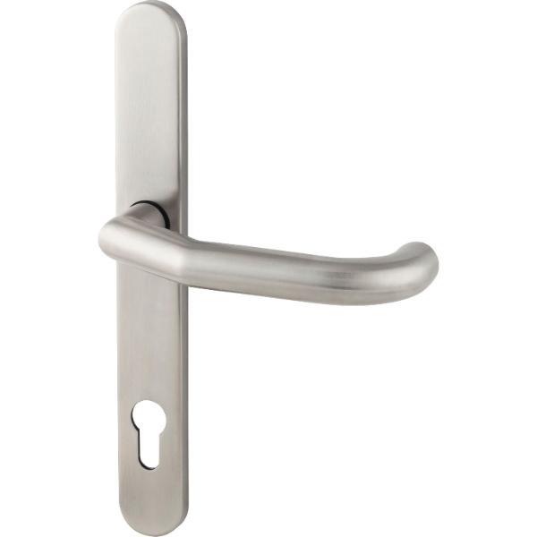 BKS Drückerlochteil gekröpft, mit Langschild PZ 92 mm, für außen,Edelstahl