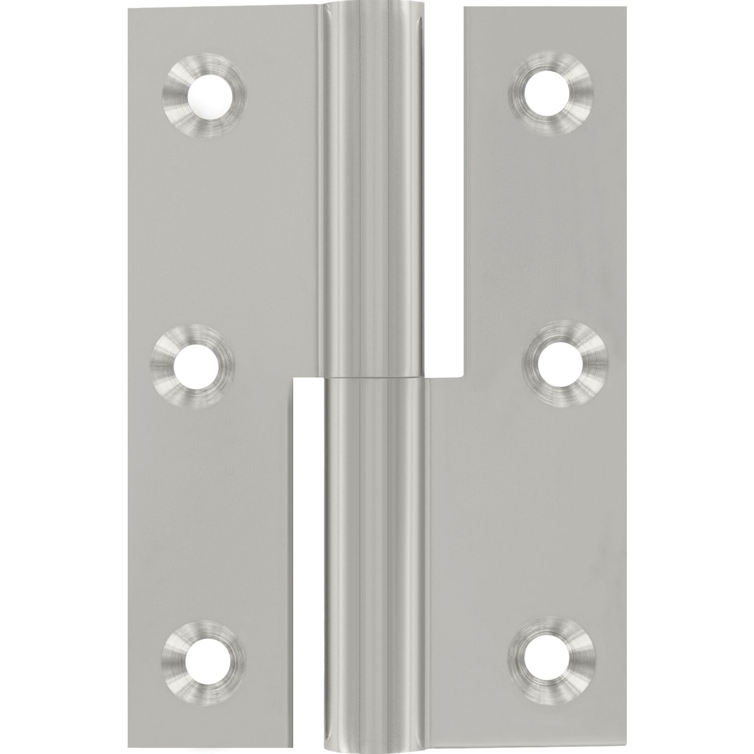 Möbelband gerade - Zylinderkopf links, 50x40 mm, Messing vernickelt poliert
