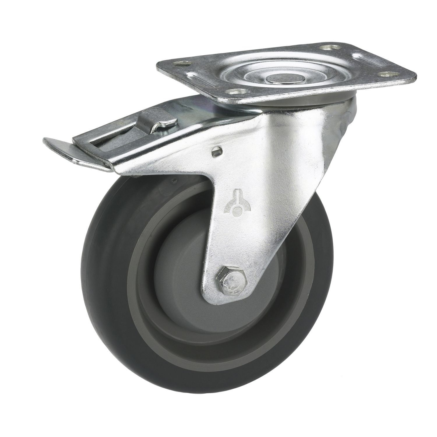 Dörner + Helmer Lenkrolle TPE Kunststoff-Felge 80 mm 140 kg Feststeller