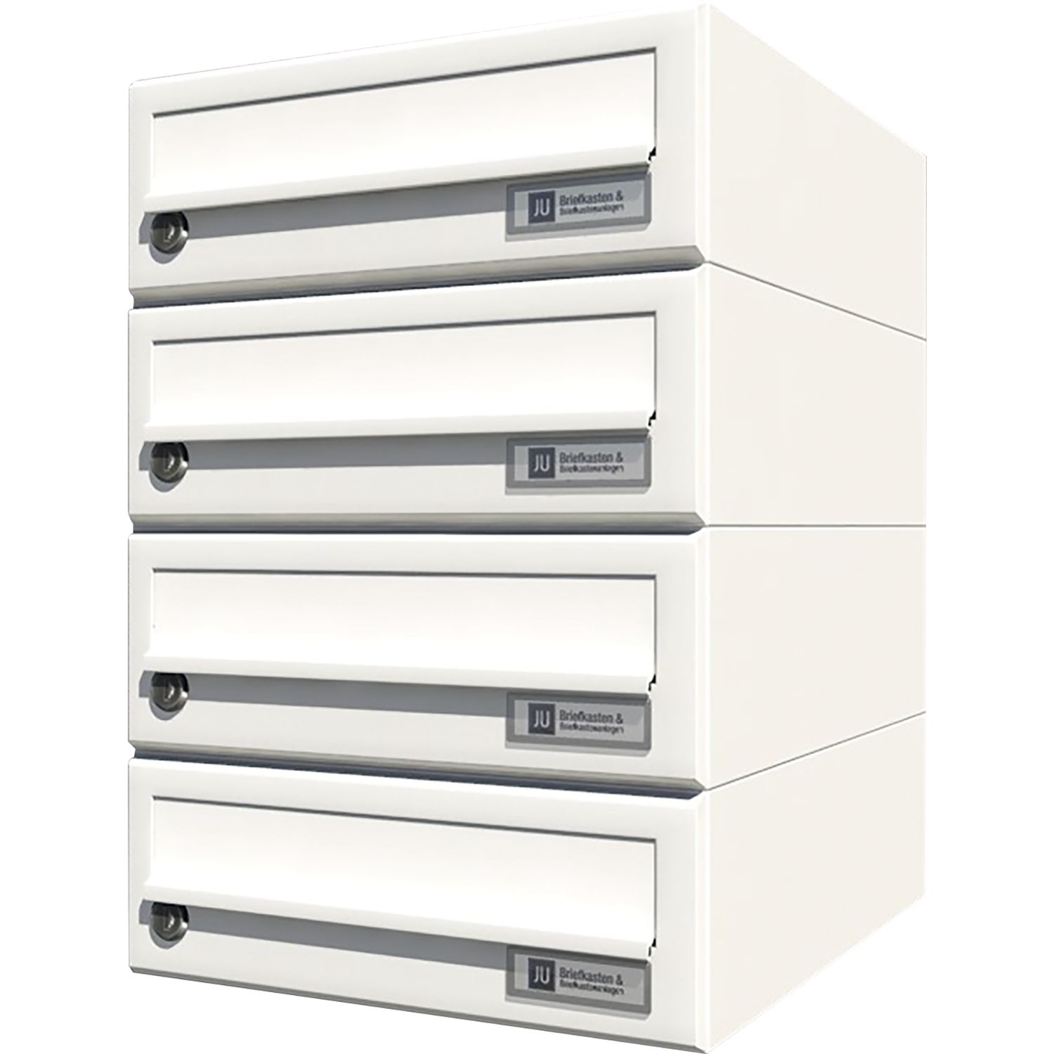 JU Hausbrieffachanlage 4-teilig, 300 x 440 x 380 mm, Stahl weiß RAL 9016