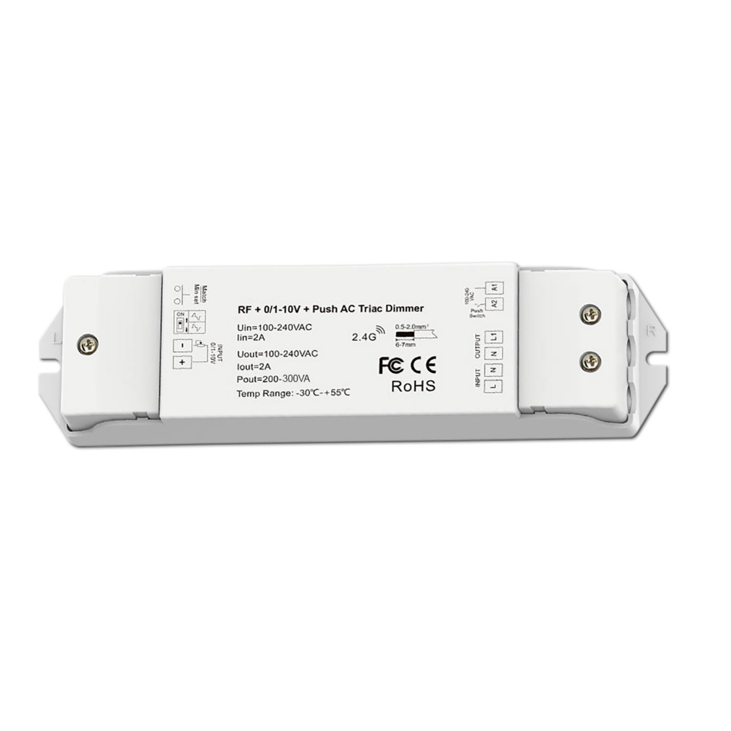 ISOLED Sys-Pro Funk/Push/1-10V Input Triac-Dimmer 230V 300VA Phasenan-/Abschnitt wählbar