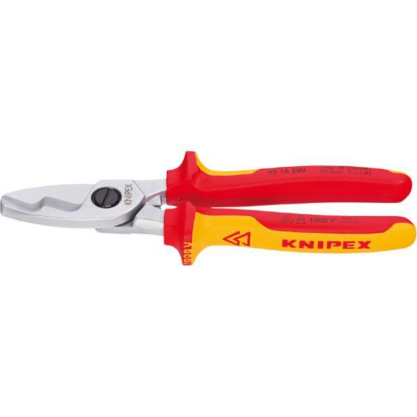 Knipex Kabelschere m. Doppelschneide VDE 9516 Kabel 20mm/70mm² 2K-Griff L=200mm