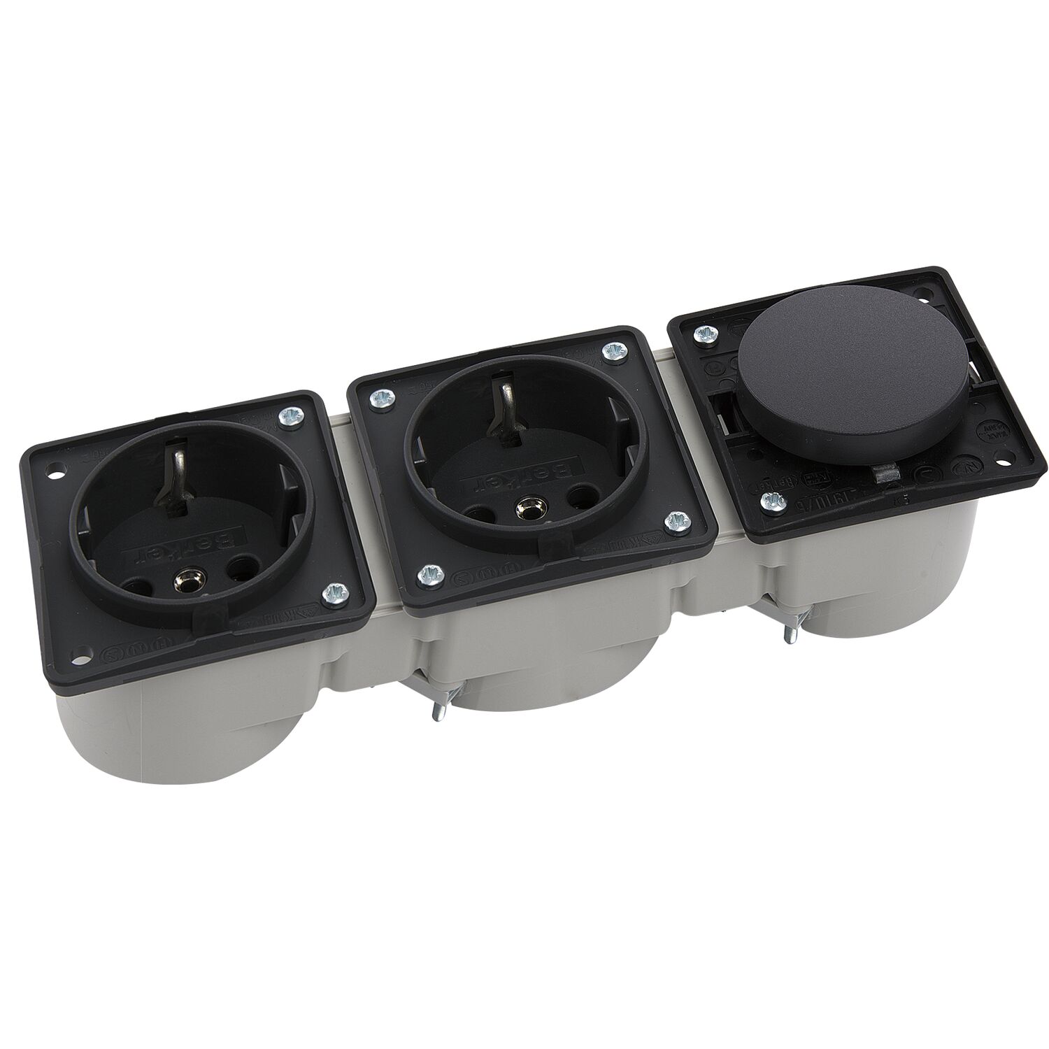 Berker Integro Schalter anthrazit matt + Doppelsteckdose anthrazit ohne Rahmen