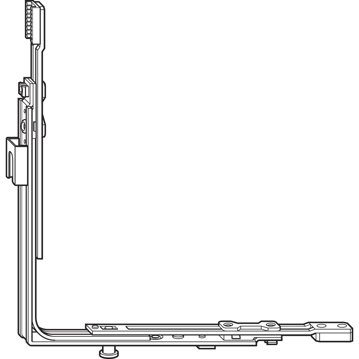 Roto ROTO NT/NX Eckumlenkung Stulp unten 1V-Zapfen für 2-flg. Fenster silber